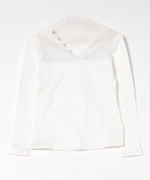 Coo+i(クーイ)の「長袖レース切り替えVネックインナー 裏起毛(Tシャツ/カットソー・レディース・ブラック/ホワイト・M/XL)」の14枚目の写真