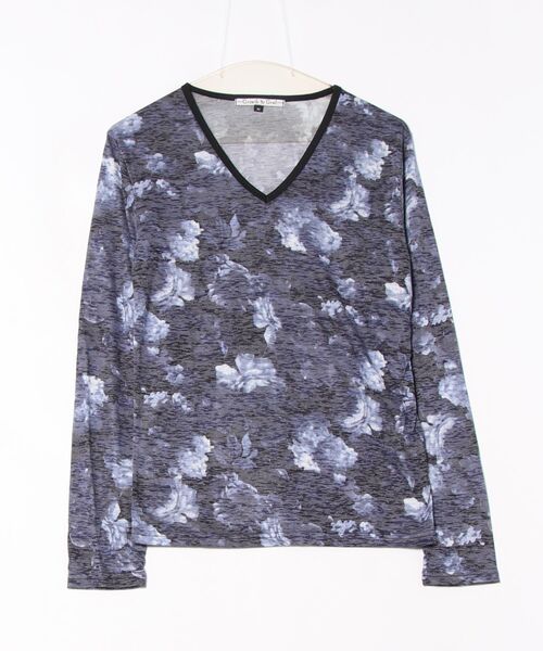 B.I.D.(ビーアイディー)の「《Growth by Grail》フラワープリントVネックL/S(Tシャツ/カットソー・メンズ・レッド/ブルー/ブラック・LARGE/MEDIUM)」の2枚目の写真