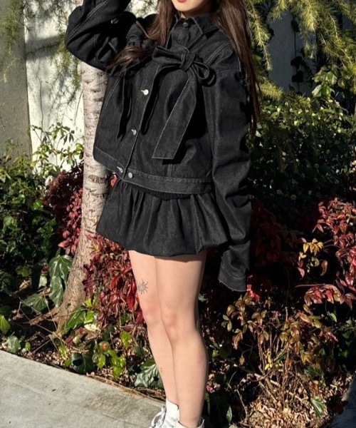 バルーンデニムスカート セットアップ可能（デニムスカート）｜nemne