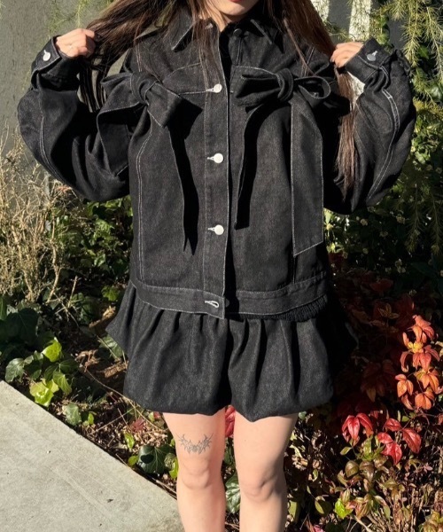 バルーンデニムスカート セットアップ可能（デニムスカート）｜nemne