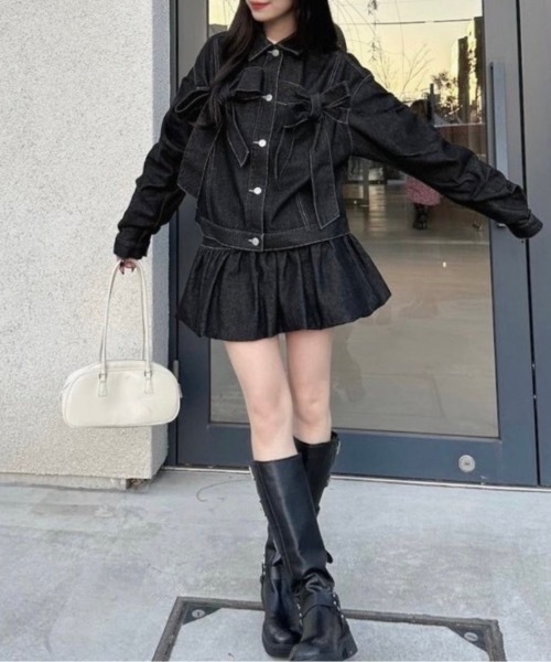 バルーンデニムスカート セットアップ可能（デニムスカート）｜nemne