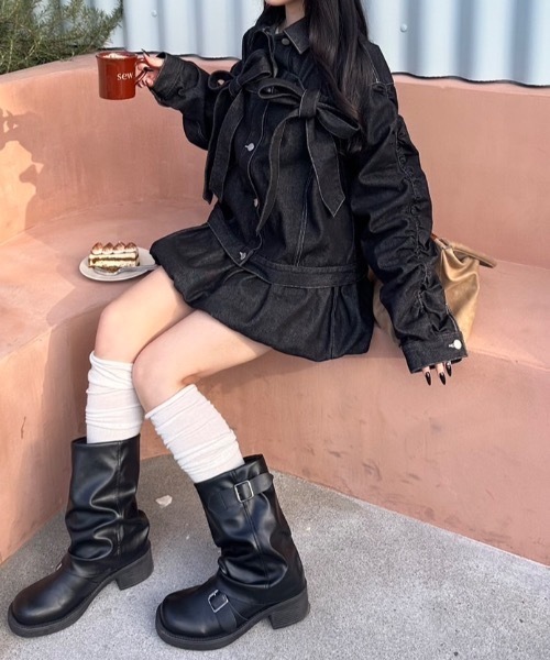 バルーンデニムスカート セットアップ可能（デニムスカート）｜nemne