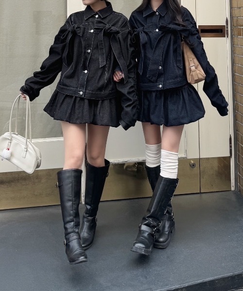 バルーンデニムスカート セットアップ可能（デニムスカート）｜nemne