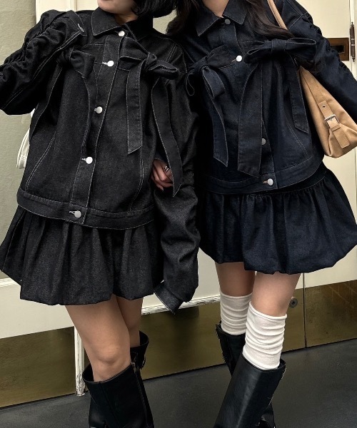 nemne store デニムジャケット バルーンデニムスカート セットアップ バルーンデニムスカート セットアップ可能（デニムスカート）｜nemne