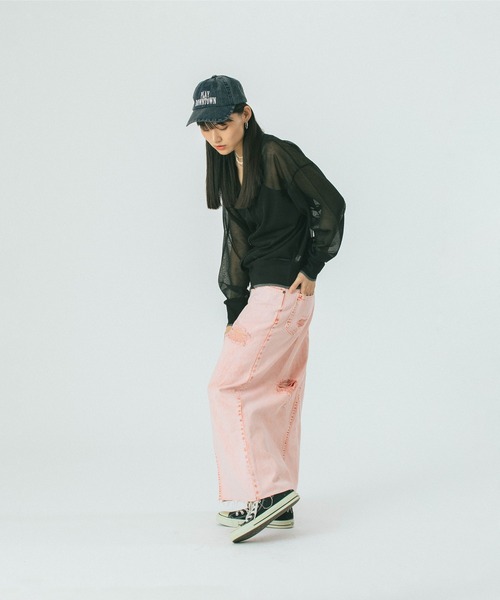 ROSE BUD（ローズバッド）の「SHEER V CARDIGAN（カーディガン/ボレロ・レディース・ブラック/グリーン・ONE SIZE）」の7枚目の写真