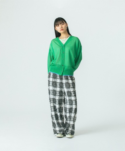 ROSE BUD（ローズバッド）の「SHEER V CARDIGAN（カーディガン/ボレロ・レディース・ブラック/グリーン・ONE SIZE）」の9枚目の写真