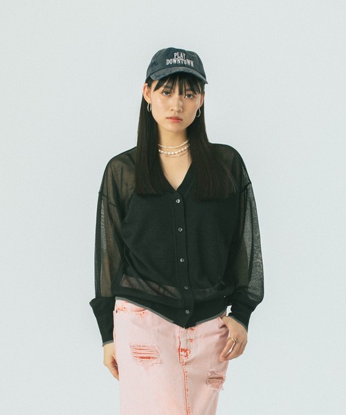 ROSE BUD（ローズバッド）の「SHEER V CARDIGAN（カーディガン/ボレロ・レディース・ブラック/グリーン・ONE SIZE）」の12枚目の写真