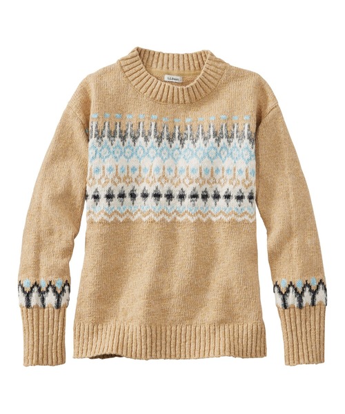 コットン・ラグ・セーター、クルーネック フェアアイル 米国フィット
