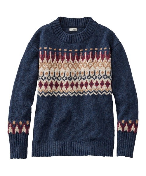 コットン・ラグ・セーター、クルーネック フェアアイル 米国フィット