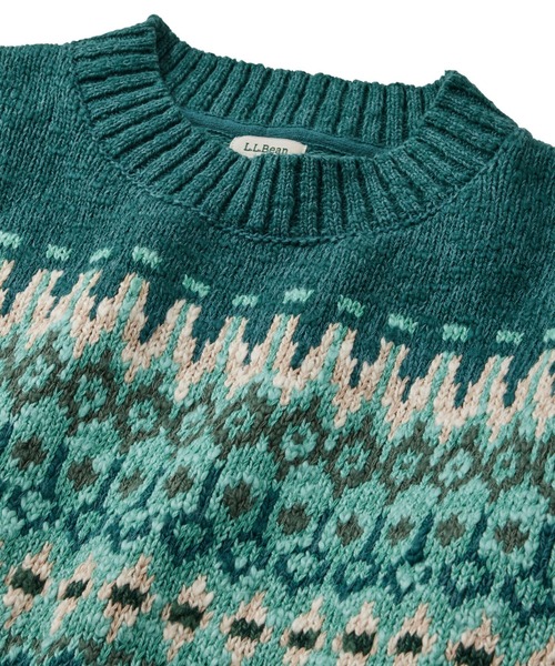 コットン・ラグ・セーター、クルーネック フェアアイル 米国フィット