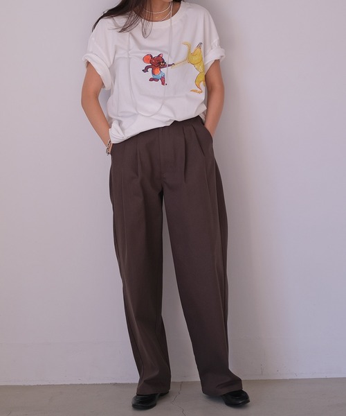 AKTE（アクテ）の「トム＆ジェリーTシャツ（Tシャツ/カットソー・レディース・ホワイト/ブラック・FREE）」の7枚目の写真