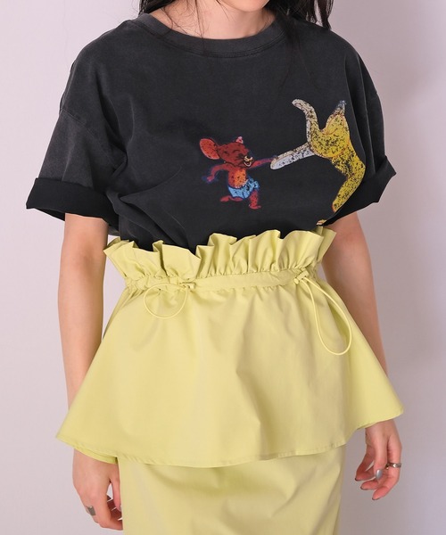 AKTE（アクテ）の「トム＆ジェリーTシャツ（Tシャツ/カットソー・レディース・ホワイト/ブラック・FREE）」の11枚目の写真