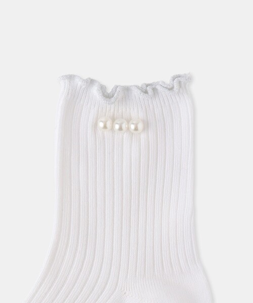 ROPE' PICNIC（ロペピクニック）の「【KIDS】パール付きショートソックス（ソックス/靴下・キッズ・ホワイト・FREE）」の3枚目の写真
