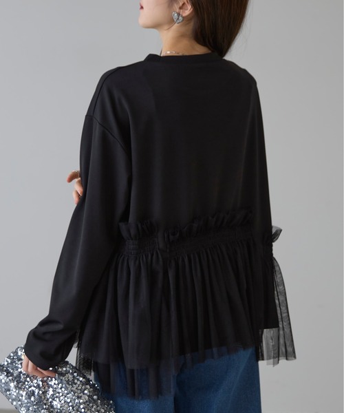 &. NOSTALGIA(アンドドットノスタルジア)の「【ZOZO限定】裾オーガンジー切替チュニック(Tシャツ/カットソー・レディース・グレー/ブラック・M)」の16枚目の写真