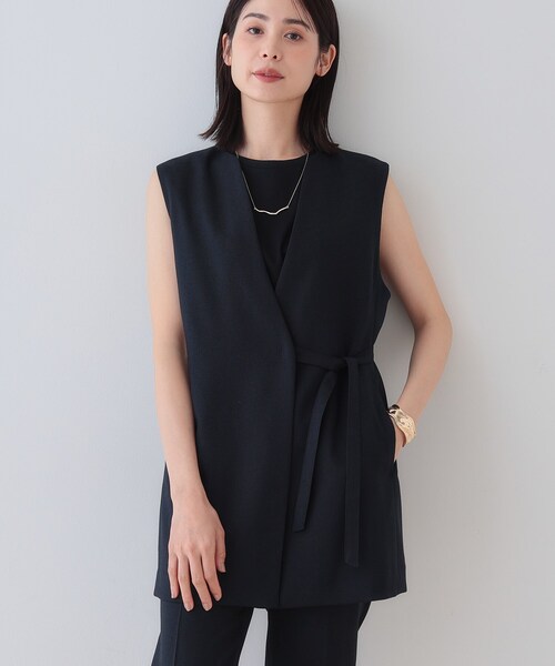 INDIVI(インディヴィ)の「【こなれSETUP】リネンライクジレジャケット(ベスト・レディース・チャコール/ネイビー/アイボリー系2/ライトグレー系3/ナチュラル・38/34/13/05/15 /03)」の5枚目の写真