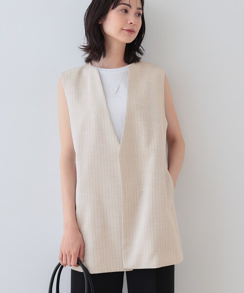 INDIVI(インディヴィ)の「【こなれSETUP】リネンライクジレジャケット(ベスト・レディース・チャコール/ネイビー/アイボリー系2/ライトグレー系3/ナチュラル・38/34/13/05/15 /03)」の15枚目の写真