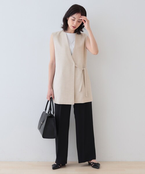 INDIVI(インディヴィ)の「【こなれSETUP】リネンライクジレジャケット(ベスト・レディース・チャコール/ネイビー/アイボリー系2/ライトグレー系3/ナチュラル・38/34/13/05/15 /03)」の18枚目の写真