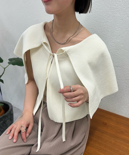 セール】【nanami企画/EC限定カラーあり】ケープ襟ニット（ニット
