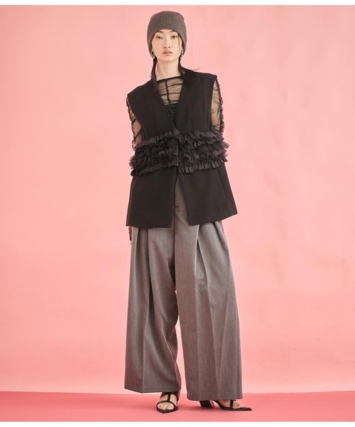 Settimissimo（セッティミッシモ）の「フロント ティアード フリル デザイン ジレ（ベスト・レディース・ブラック/ネイビー・FREE）」の8枚目の写真