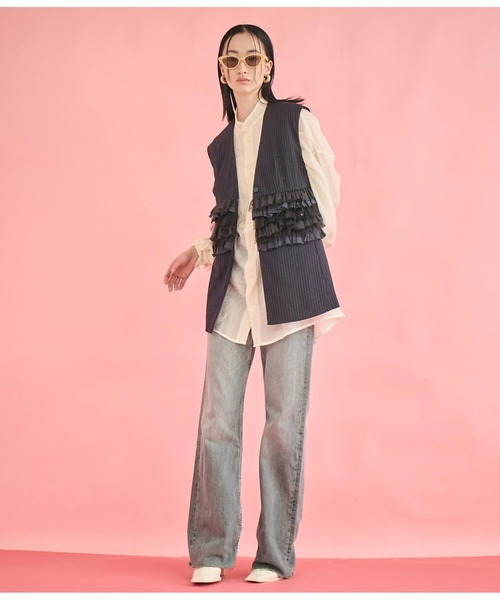 Settimissimo（セッティミッシモ）の「フロント ティアード フリル デザイン ジレ（ベスト・レディース・ブラック/ネイビー・FREE）」の17枚目の写真