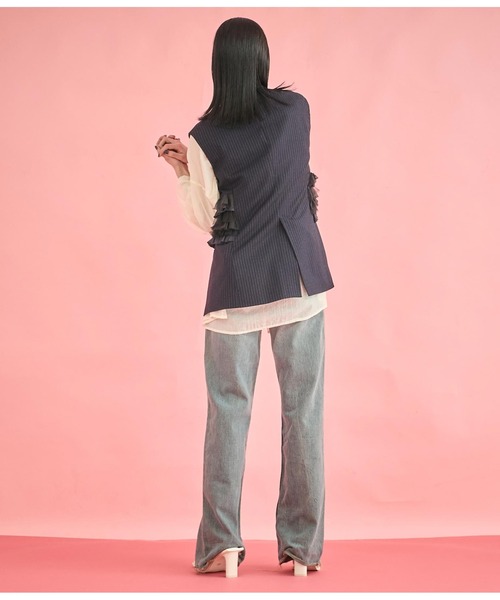 Settimissimo（セッティミッシモ）の「フロント ティアード フリル デザイン ジレ（ベスト・レディース・ブラック/ネイビー・FREE）」の19枚目の写真