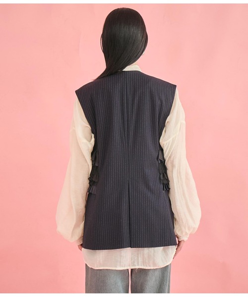Settimissimo（セッティミッシモ）の「フロント ティアード フリル デザイン ジレ（ベスト・レディース・ブラック/ネイビー・FREE）」の21枚目の写真