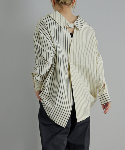 切替ストライプシャツ【SUM1 STYLE(スミスタイル)】（シャツ