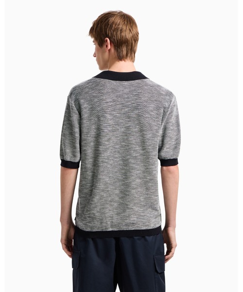 ARMANI EXCHANGE（アルマーニエクスチェンジ）の「【A|X アルマーニ エクスチェンジ】マーセライズドコットン 半袖ニットポロシャツ（ポロシャツ・メンズ・ネイビー・LARGE/MEDIUM/SMALL/X-LARGE/X-SMALL）」の2枚目の写真