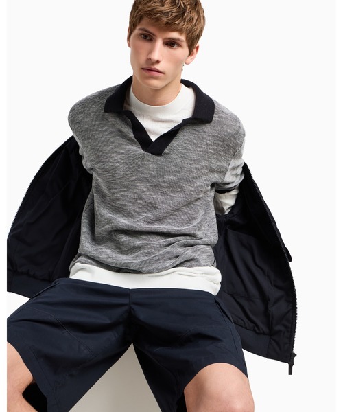 ARMANI EXCHANGE（アルマーニエクスチェンジ）の「【A|X アルマーニ エクスチェンジ】マーセライズドコットン 半袖ニットポロシャツ（ポロシャツ・メンズ・ネイビー・LARGE/MEDIUM/SMALL/X-LARGE/X-SMALL）」の6枚目の写真