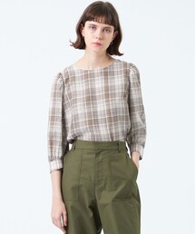 MACKINTOSH PHILOSOPHY | タータンチェックギャザースリーブブラウス(シャツ/ブラウス)