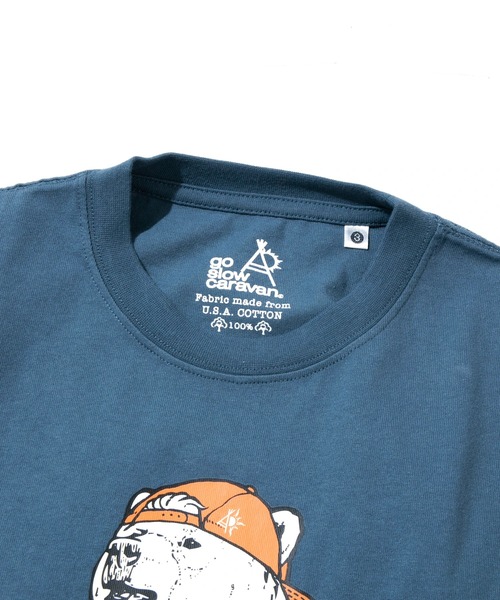 go slow caravan（ゴースローキャラバン）の「USA/C 餃子クマ TEE（Tシャツ/カットソー・メンズ・ホワイト/ブルー・SMALL/MEDIUM/LARGE/X-LARGE）」の3枚目の写真