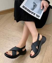 厚底 クロスベルトデザイン ウェッジソールサンダル culs117