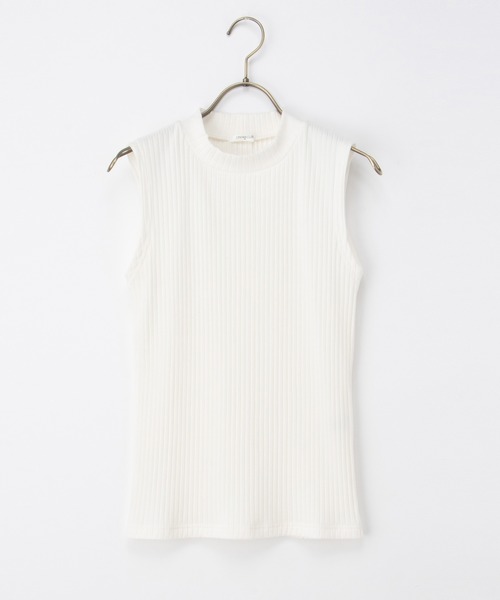 Honeys（ハニーズ）の「【ＵＶカット】ハイネックテレコタンク（タンクトップ・レディース・オフホワイト/ブルー/ライム/ブラック・LL/S/M/L）」の7枚目の写真