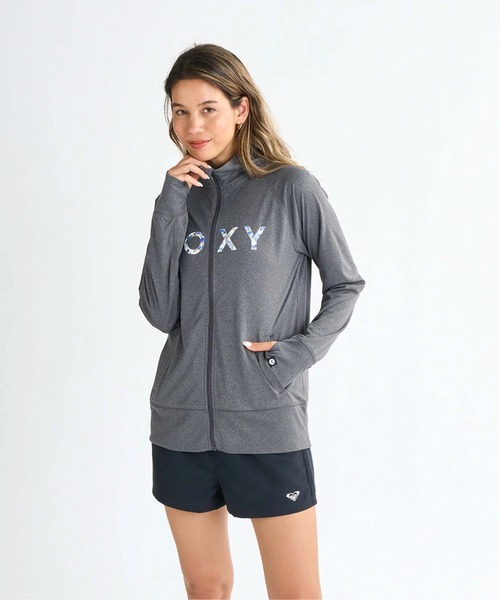 セール】ARTSY FLORAL LOGO ST /ロキシースタンドカラー長袖ジップ