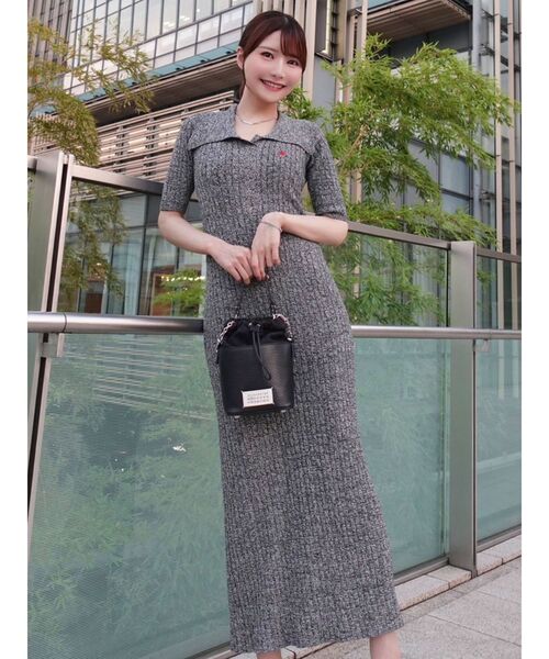 【POLO BCSコラボ】カラーネックメランジケーブルニットワンピース 追加生産【POLO BCSコラボ】カラーネックメランジケーブルニット
