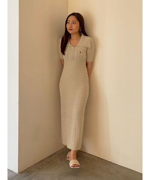 カラーネックメランジケーブルニットワンピース　POLO × LAGUNAMOON ラグナムーン LAGUNAMOON 【POLO BCSコラボ】カラーネック