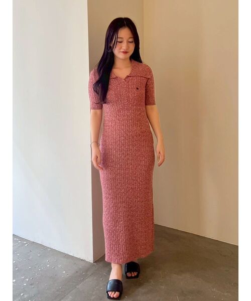 カラーネックメランジケーブルニットワンピース　POLO × LAGUNAMOON ラグナムーン LAGUNAMOON 【POLO BCSコラボ】カラーネック