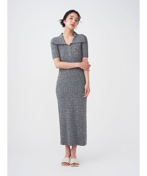 【POLO BCSコラボ】カラーネックメランジケーブルニットワンピース 追加生産【POLO BCSコラボ】カラーネックメランジケーブルニット