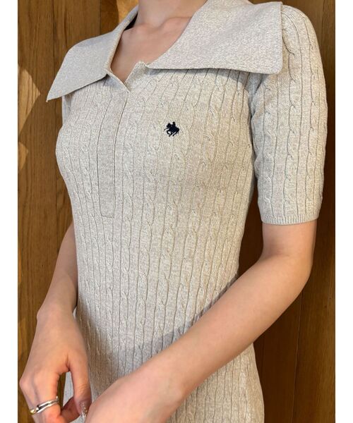【POLO BCSコラボ】カラーネックメランジケーブルニットワンピース POLO BCSコラボ】カラーネックメランジケーブルニットワンピース