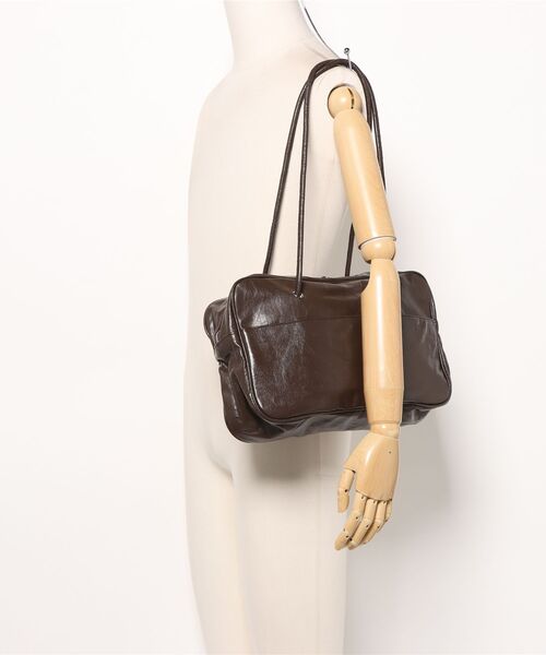 an meets zakka(アンミツザッカ)の「an meets zakka コードロングハンドル合成皮革ミニボストンバッグ(ボストンバッグ・レディース・ブラック/アイボリー/ブラウン・ONESIZE)」の9枚目の写真