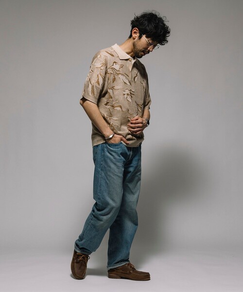 ヘビ柄 ショートスリーブポロシャツ 2024SS PING APPAREL】三角柄ジャガード半袖ポロシャツ ＜GOLD＞ (MENS