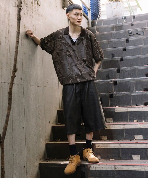 FREAK'S STORE（フリークスストア）の「総柄 メッシュ編み ニットポロシャツ ショートスリーブ（ポロシャツ・メンズ・ブラック/ブラウン/オリーブ/ブルー/ナチュラル・MEDIUM/LARGE）」の19枚目の写真