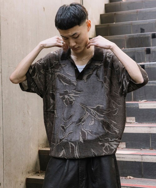 archivio - archivio 現行タグ　ノースリーブ　メッシュプリーツ　ポロシャツ ラメメッシュニットポロシャツ(F CHARCOAL GREY): トップスanuans