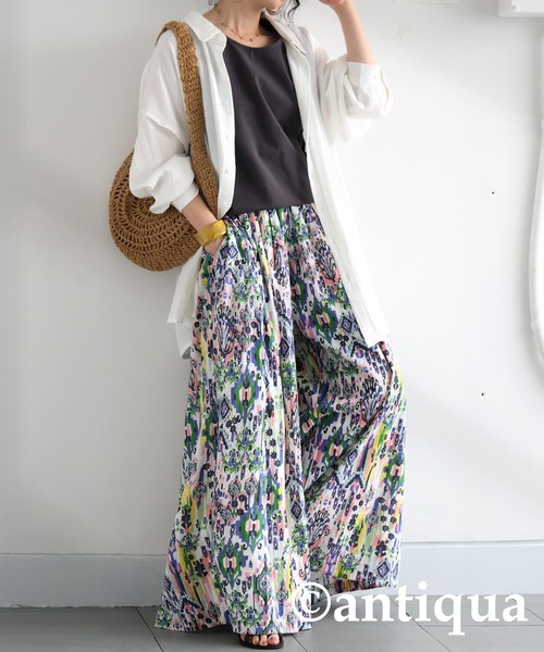 antiqua(アンティカ)の「総柄タックワイドパンツ(その他パンツ・レディース・マルチ/グリーン系その他・ONESIZE)」の13枚目の写真