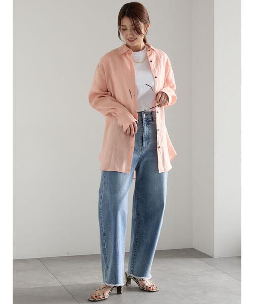 Te chichi(テチチ)の「フレンチリネンシャツ(シャツ/ブラウス・レディース・オレンジ/オフホワイト/ベージュ・F)」の4枚目の写真