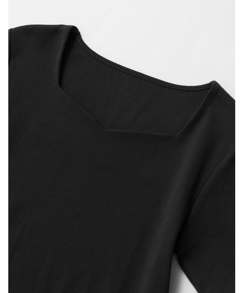 Re:EDIT（リエディ）の「[接触冷感]ペンタゴンネック半袖Tシャツ（Tシャツ/カットソー・レディース・ホワイト/チャコールグレー/ブラック・MEDIUM/LARGE）」の18枚目の写真