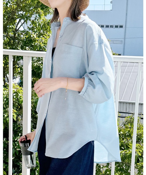 reca（レカ）の「ヴィンテージライクシアーシャツ（シャツ/ブラウス・レディース・グリーン/アイボリー/ブラック/サックスブルー・FREE）」の4枚目の写真