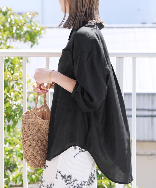 reca（レカ）の「ヴィンテージライクシアーシャツ（シャツ/ブラウス・レディース・グリーン/アイボリー/ブラック/サックスブルー・FREE）」の8枚目の写真