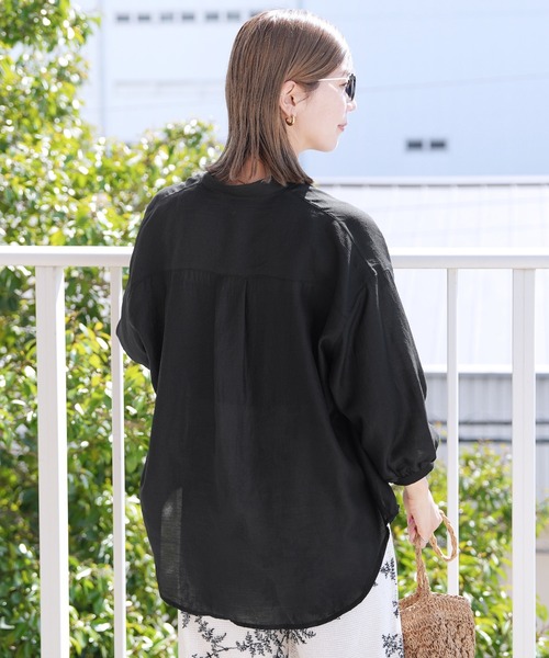 reca（レカ）の「ヴィンテージライクシアーシャツ（シャツ/ブラウス・レディース・グリーン/アイボリー/ブラック/サックスブルー・FREE）」の7枚目の写真