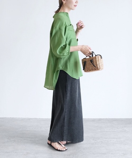 reca（レカ）の「ヴィンテージライクシアーシャツ（シャツ/ブラウス・レディース・グリーン/アイボリー/ブラック/サックスブルー・FREE）」の11枚目の写真